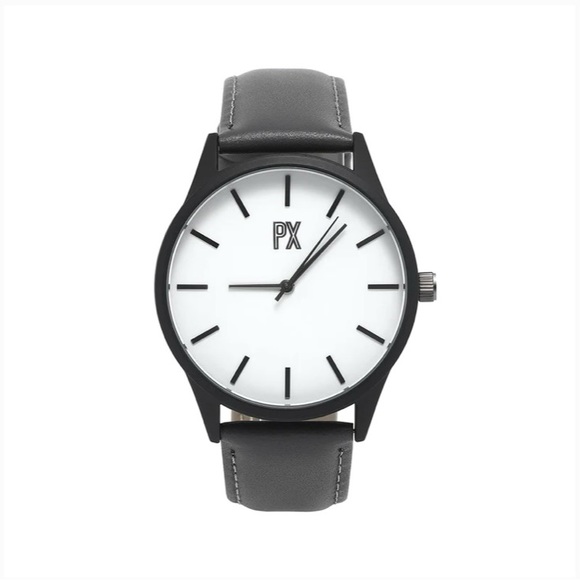 PX Clothing | BNIB |⌚️Tyler Leather Strap Watch in Charcoal - Picture 1 of 11